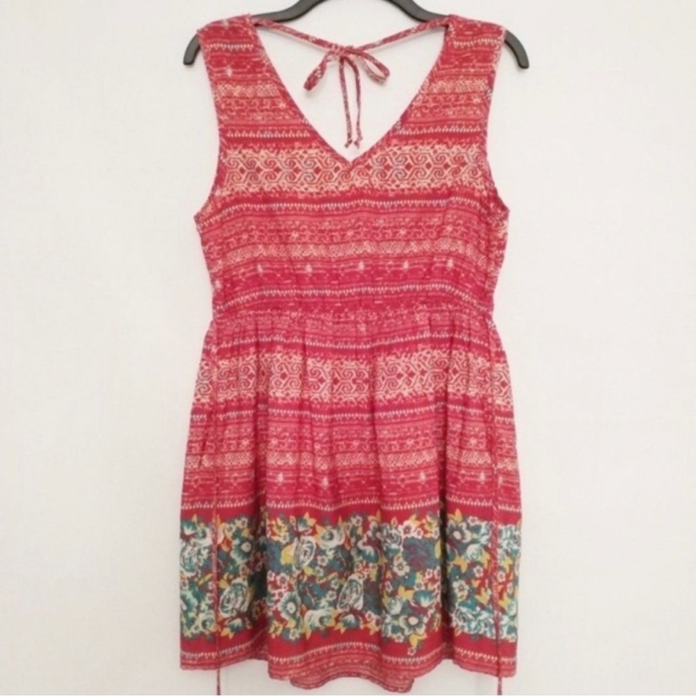 Band of Gypsies Red Mini Floral Halter Sundress Medium Size M - Picture 2 of 7
